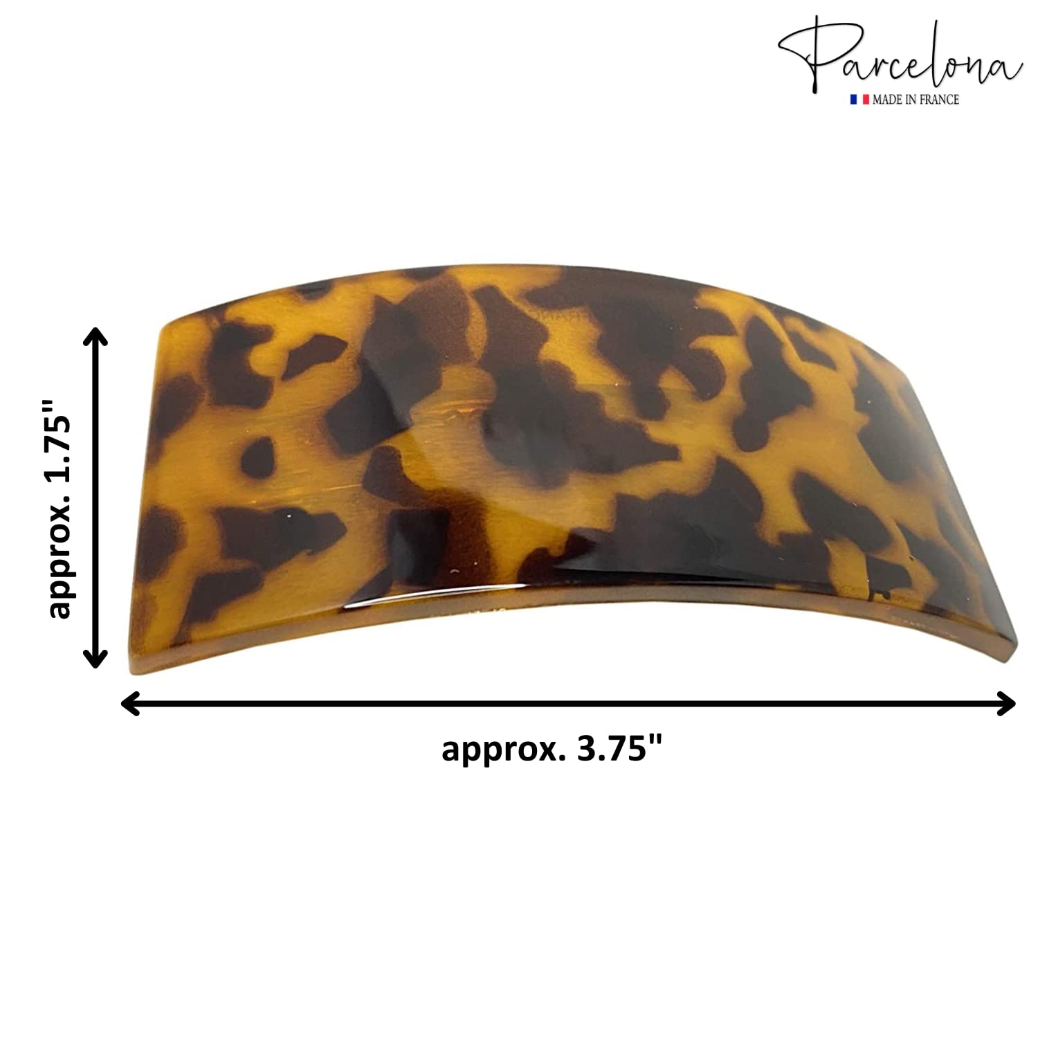 Parcelona French Broad Rectangle Light Brown Extra Large Wide Hair Barrette