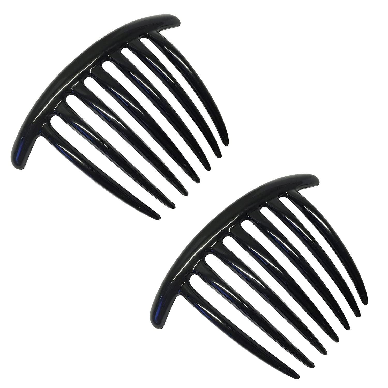 Parcelona French Twist 7 Teeth Large Cellulose Side Hair Combs for Women(2 Pcs)