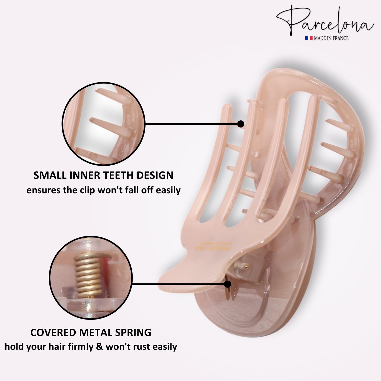 Parcelona French Infinity Loop Medium 3” Cellulose Hair Claw for Women and Girls