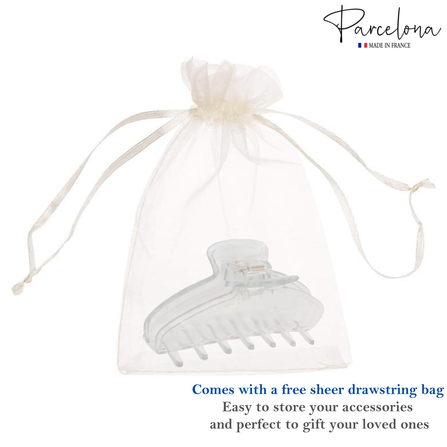 Parcelona French Basic Medium 3 1/2" Cellulose Tight Spring Hair Claw for Women