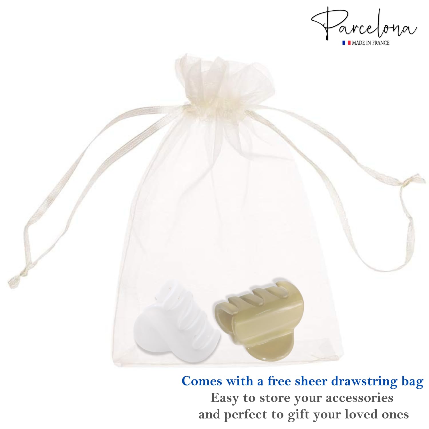 Parcelona French Chic Duo Small 1 1/4" Cellulose Hair Claw for Women and Girls