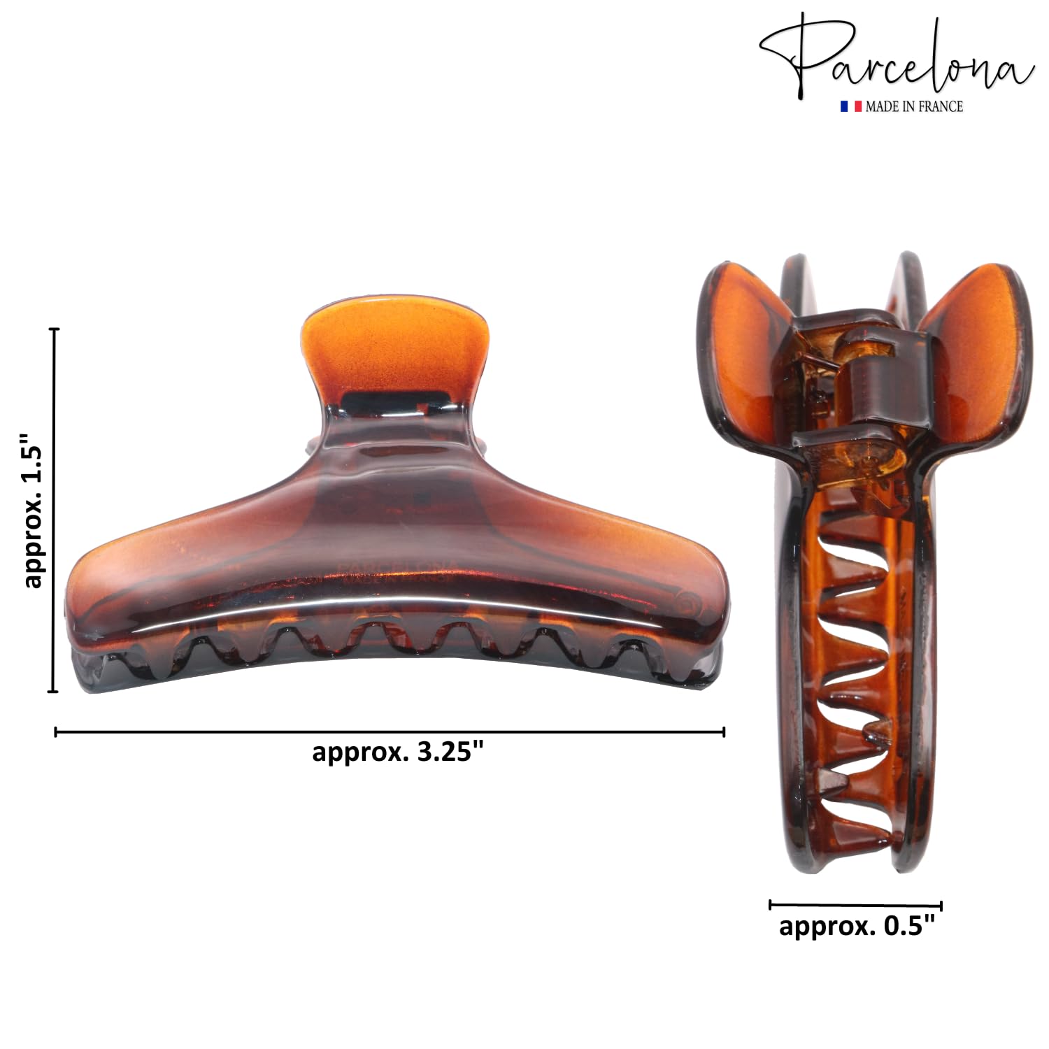 Parcelona French Flat Salon Style Medium 3 1/4" Cellulose Hair Claw for Women