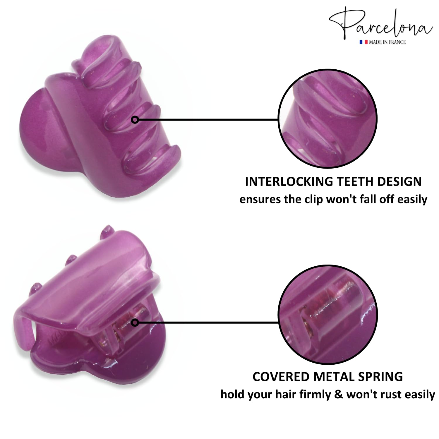 Parcelona French Chic Duo Small 1 1/4" Cellulose Hair Claw for Women and Girls