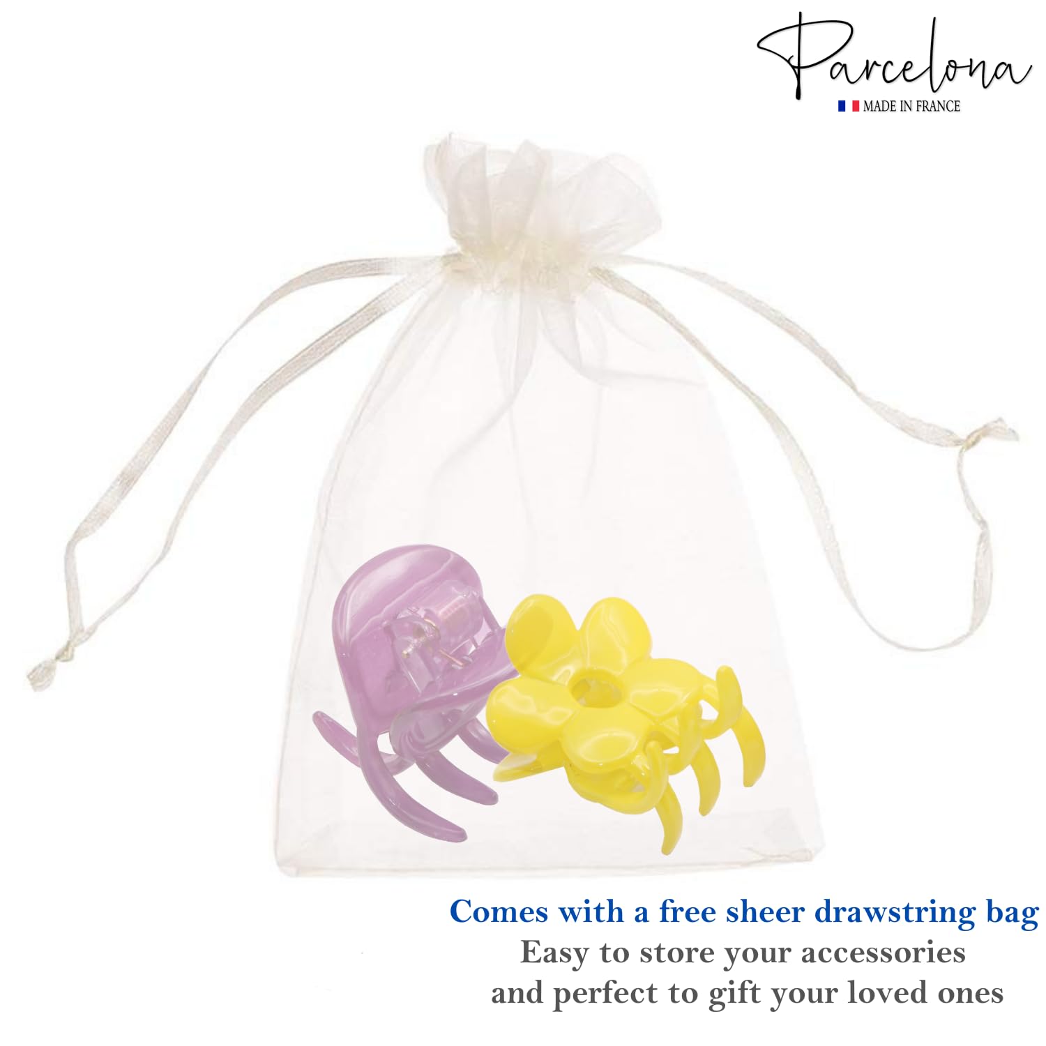 Parcelona French Classic Mini Yellow N Purple Cellulose Hair Claws for Women