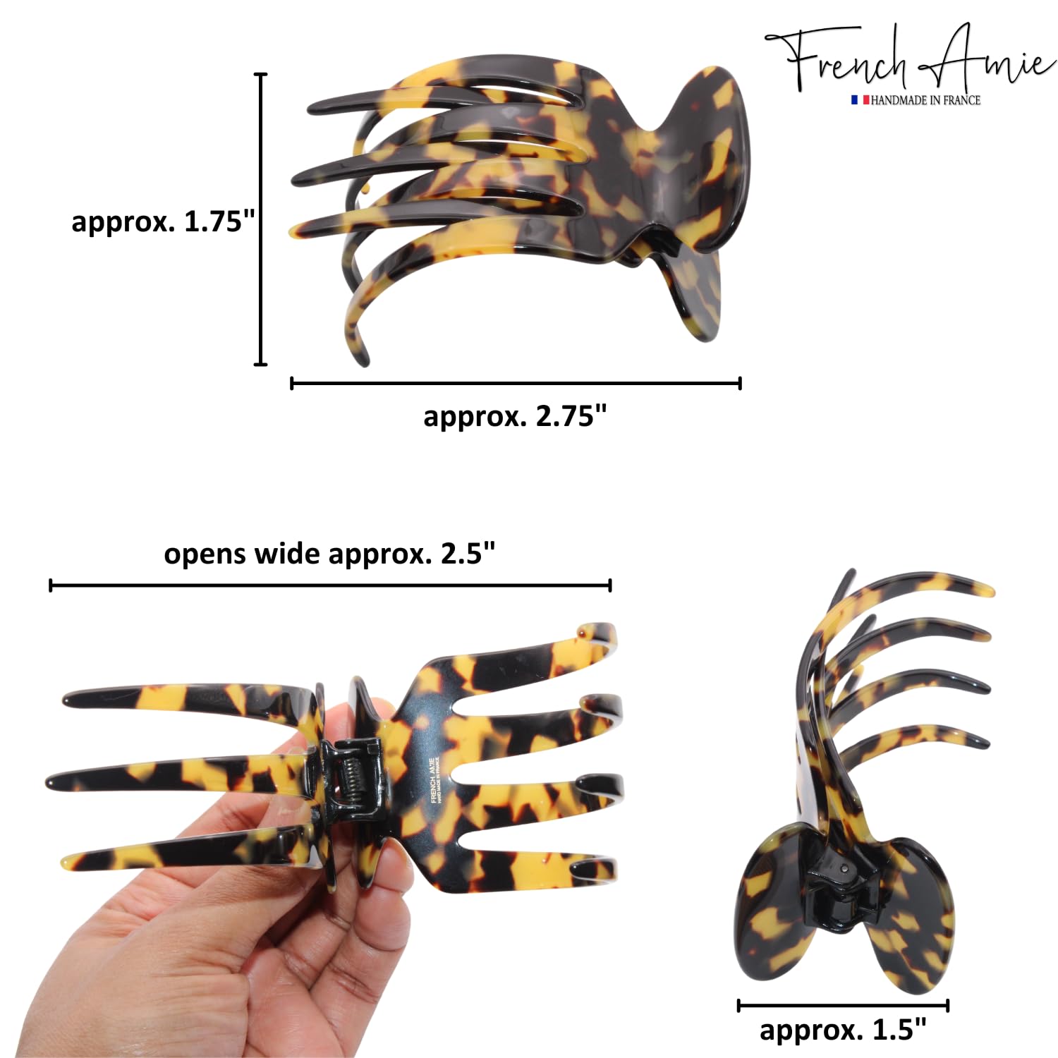 French Amie Paw 2 3/4" Cellulose Handmade Jaw Hair Claw for Women and Girls