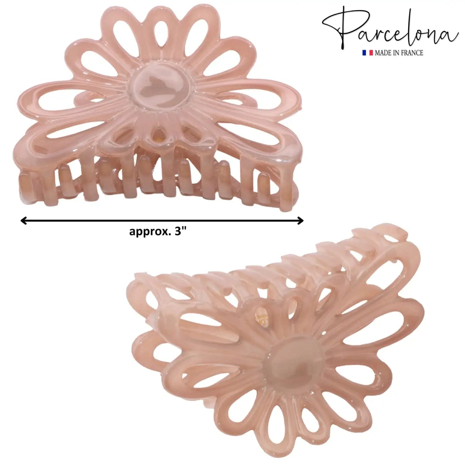 Parcelona French Plume Medium 3" Cellulose Acetate Hair Claw for Women and Girls