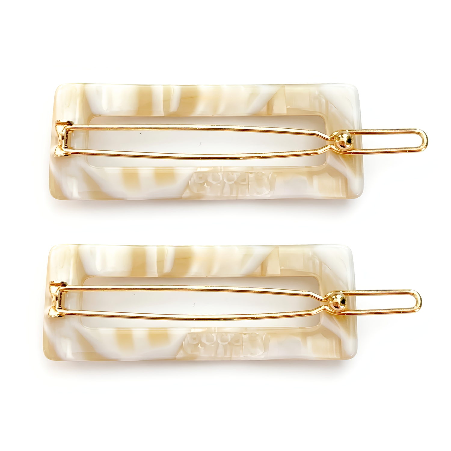 French Amie Small 2.25 Inch Open Window Rectangle Hair Barrette Clip Set of 2