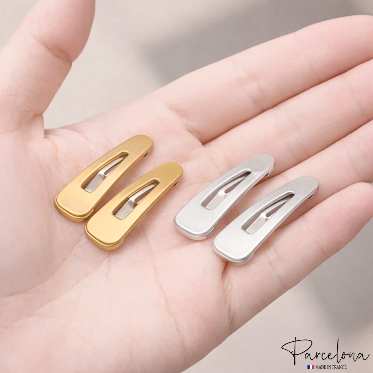 Parcelona French Mini Set of 4 Small 1.25" Cellulose Snap Hair Pins for Women