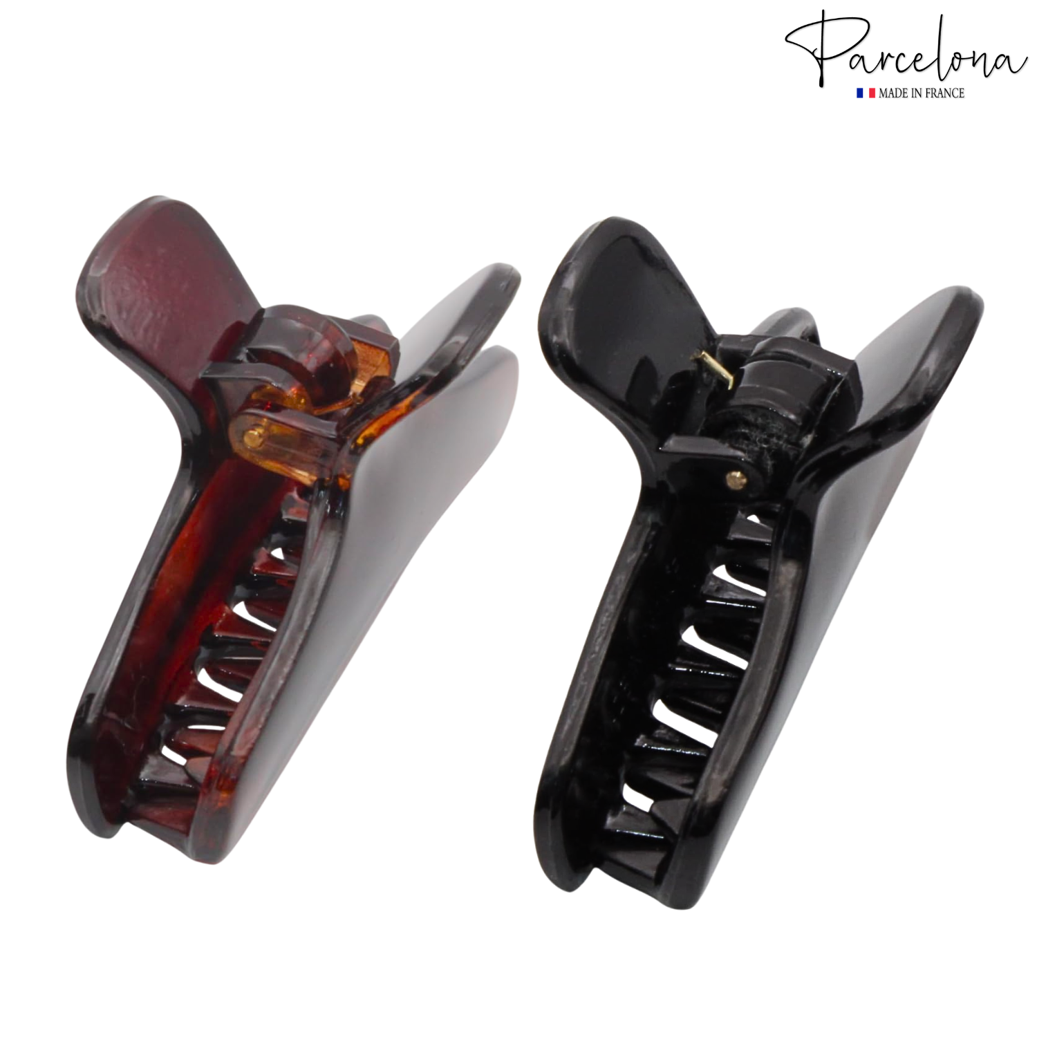 Parcelona French Salon Style Flat Small Cellulose Acetate Jaw Hair Claw Clips 2 Pcs