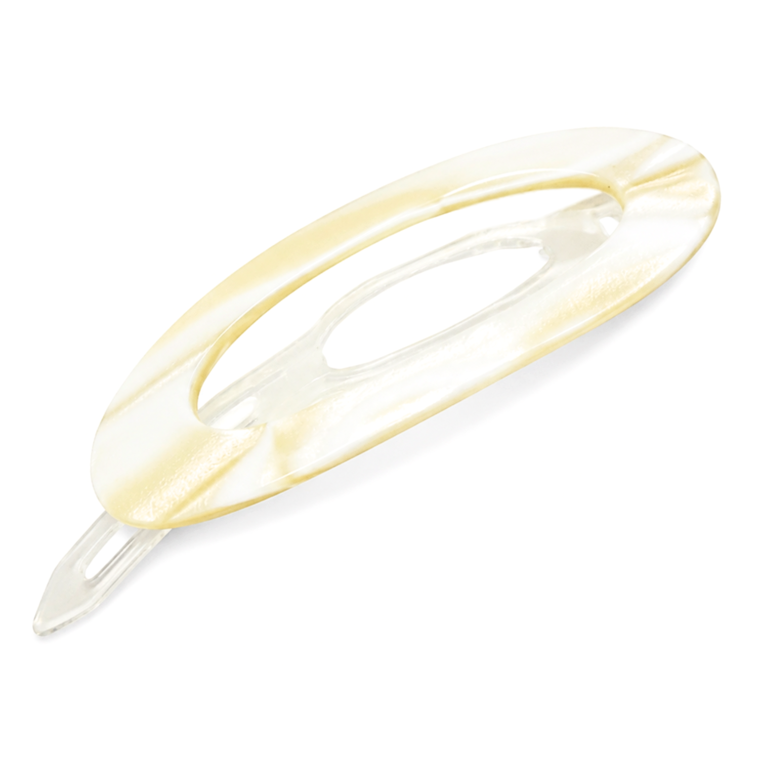 French Amie Oval Cut Out Small Handmade Cellulose Snap Hair Barrette for Women