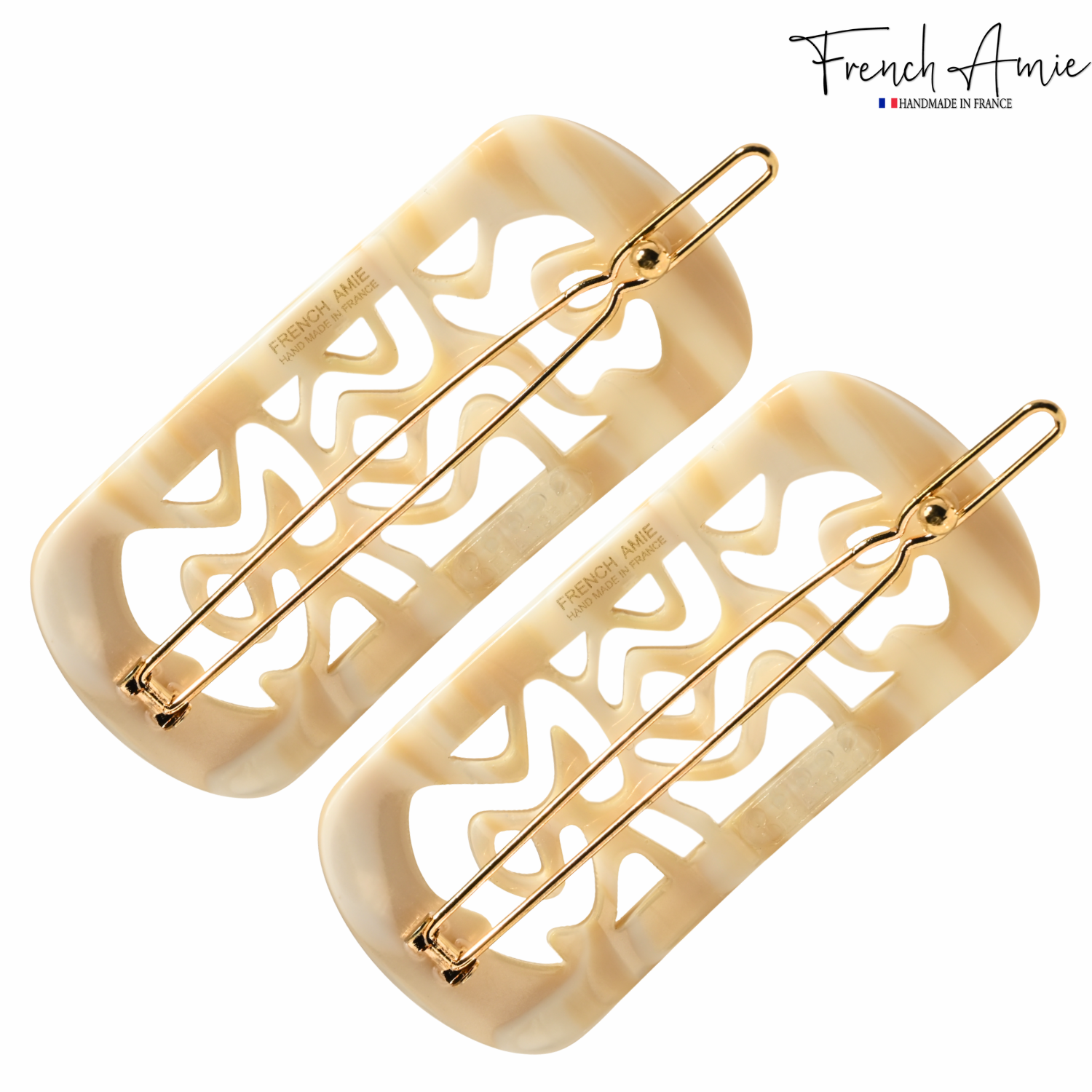 French Amie Swirls 2 ¼” Cellulose Handmade Tige Boule Snap Hair Clips for Women