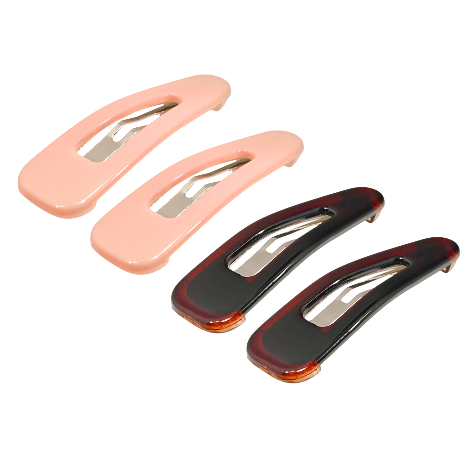 Parcelona French Mini Set of 4 Small 1.25" Cellulose Snap Hair Pins for Women