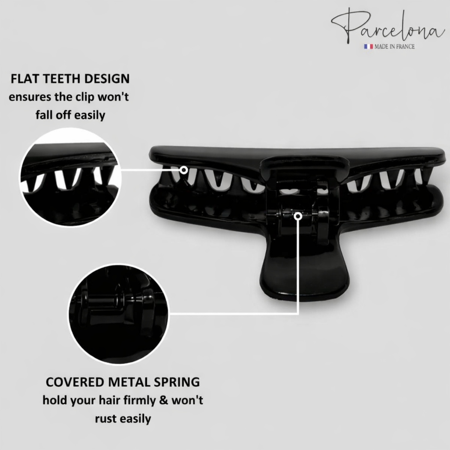 Parcelona French Salon Style Flat Small Cellulose Acetate Jaw Hair Claw Clips 2 Pcs