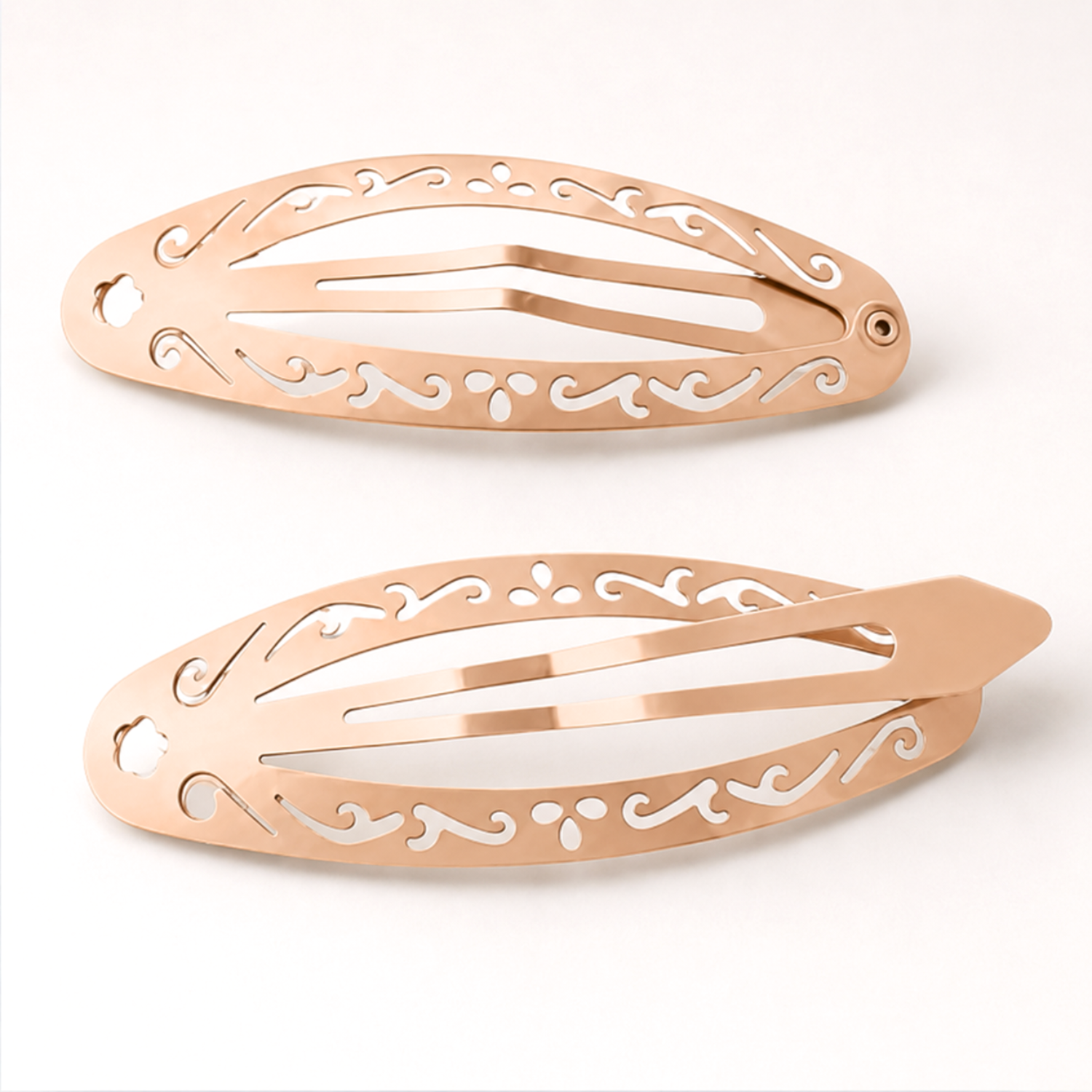 Moeni Filigree Cutout 3.25" Large Metal Snap Hair Clips Barrettes Womens 4 Pack
