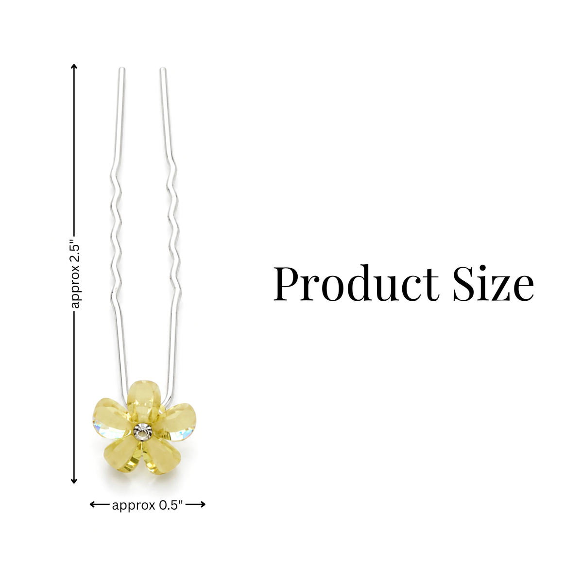 Moeni Petal Yellow Flower Small U Shaped Hair Pins for Women, Pack of 10