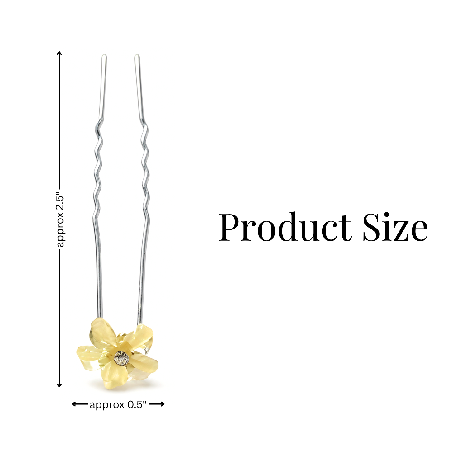 Moeni Petal Yellow Flower Small U Shaped Hair Pins for Women, Pack of 10