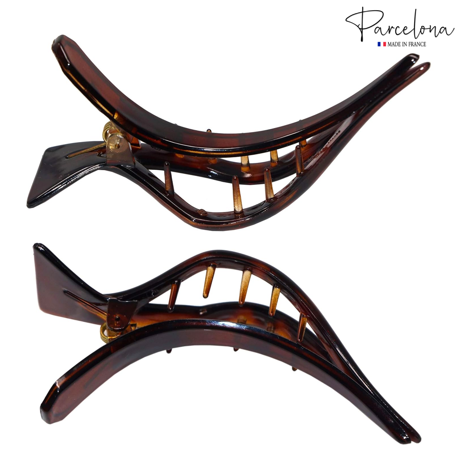 Parcelona French Cardinal Beak Shell Cellulose Medium Hair Slider Yoga Claw Clip
