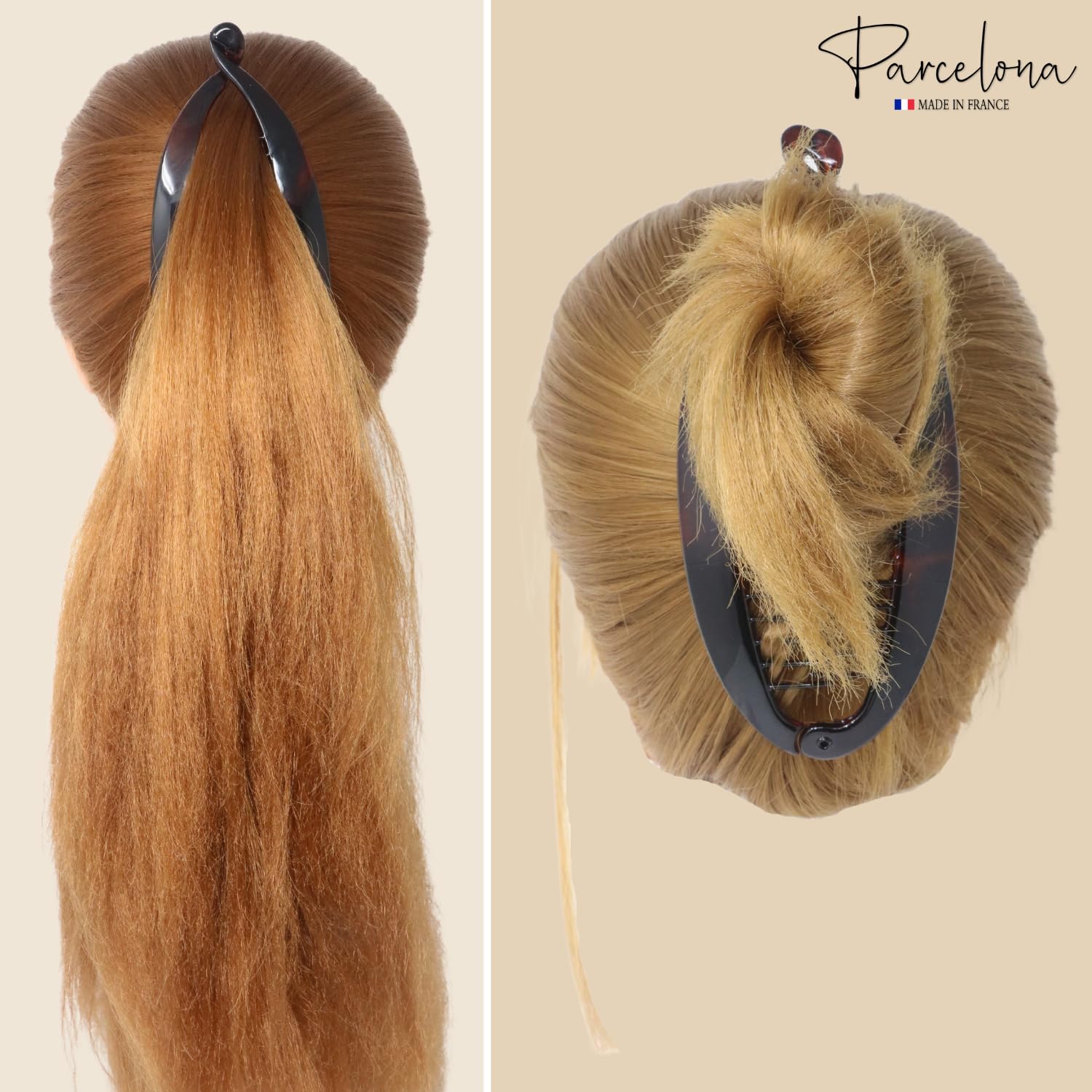 Parcelona French Narrow Large 6 1/2" Shell Cellulose Banana Hair Clip