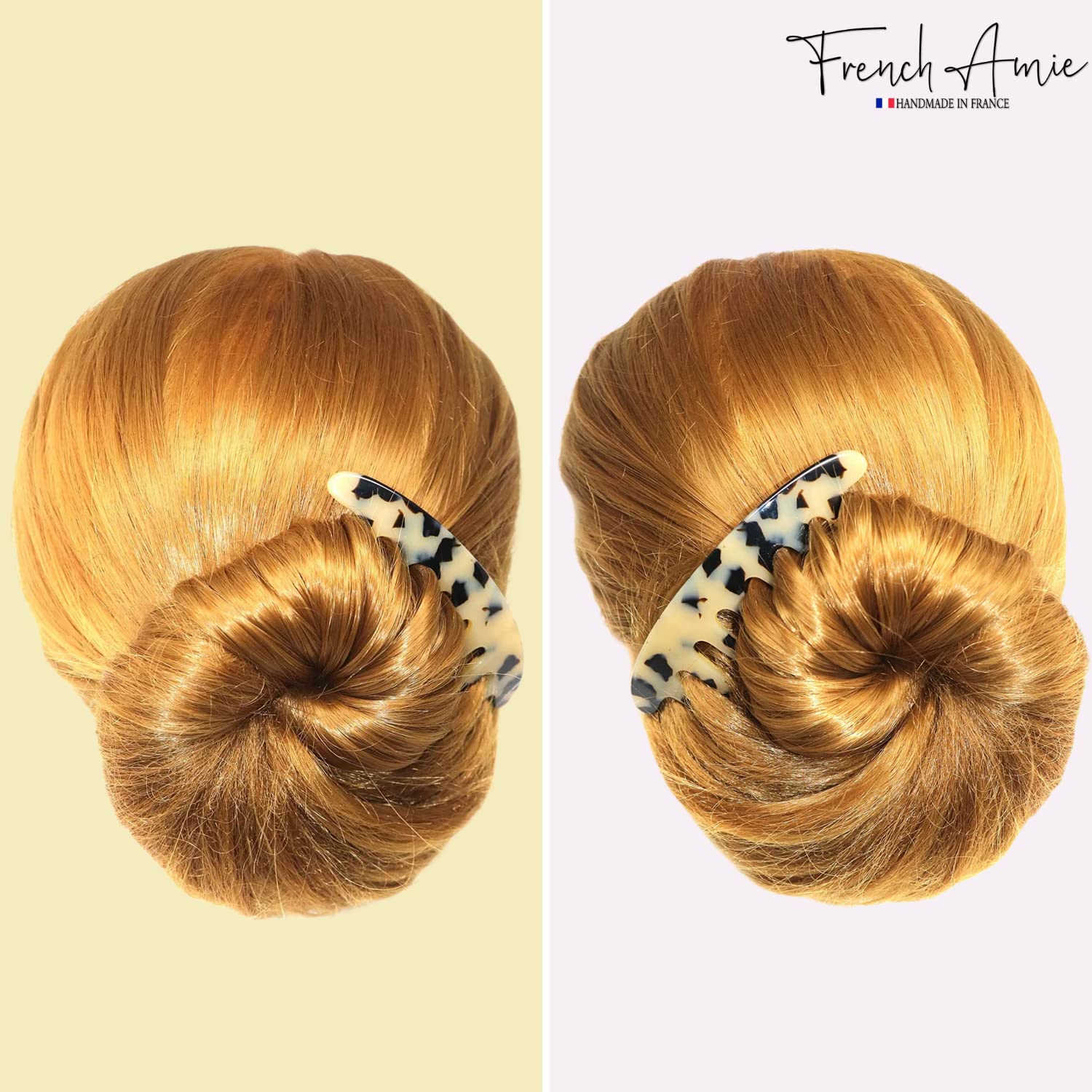 French Amie 7 Teeth Handmade Cellulose Side Hair Comb for Women and Girls