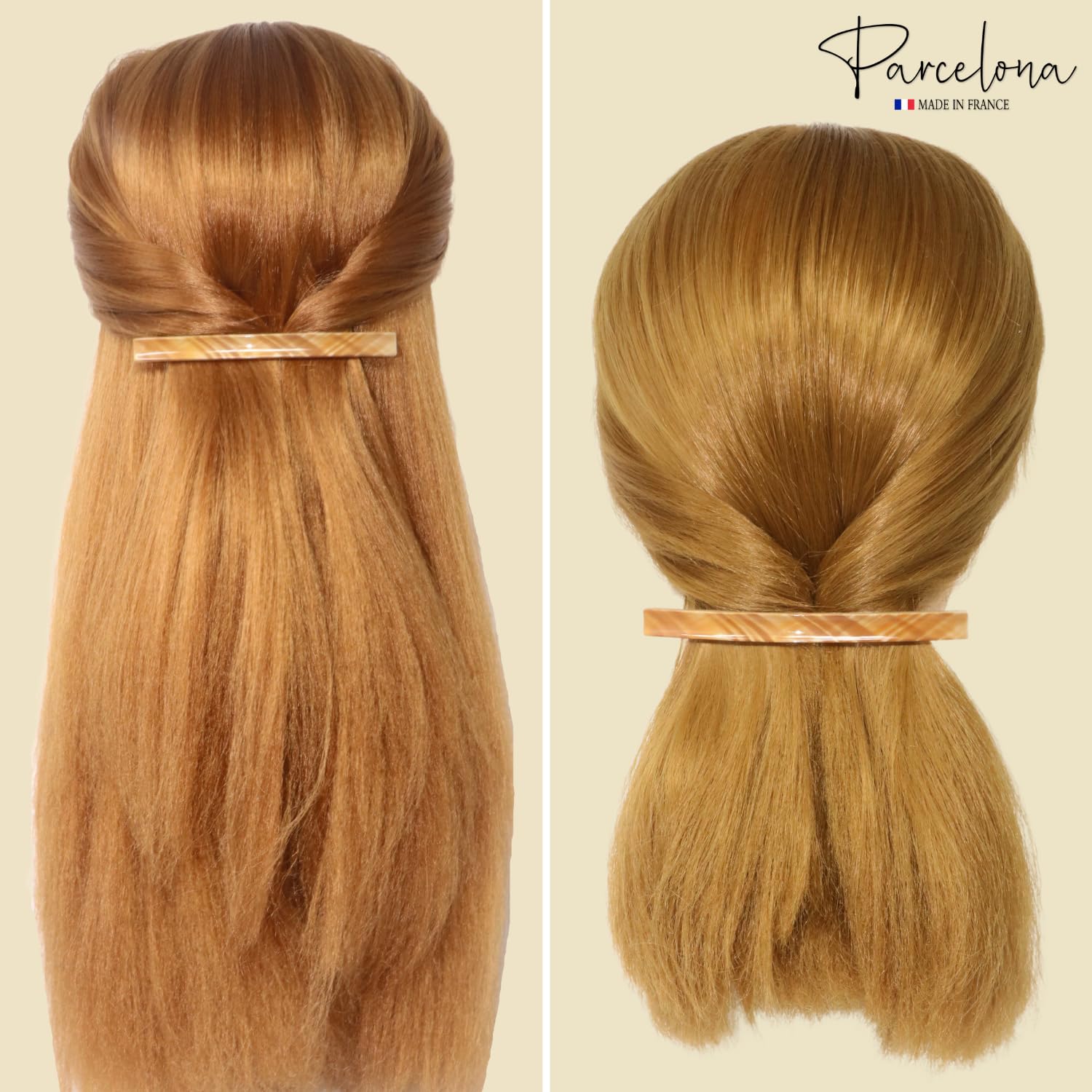 Parcelona French Long and Thin Large Cellulose Hair Barrette for Women and Girls
