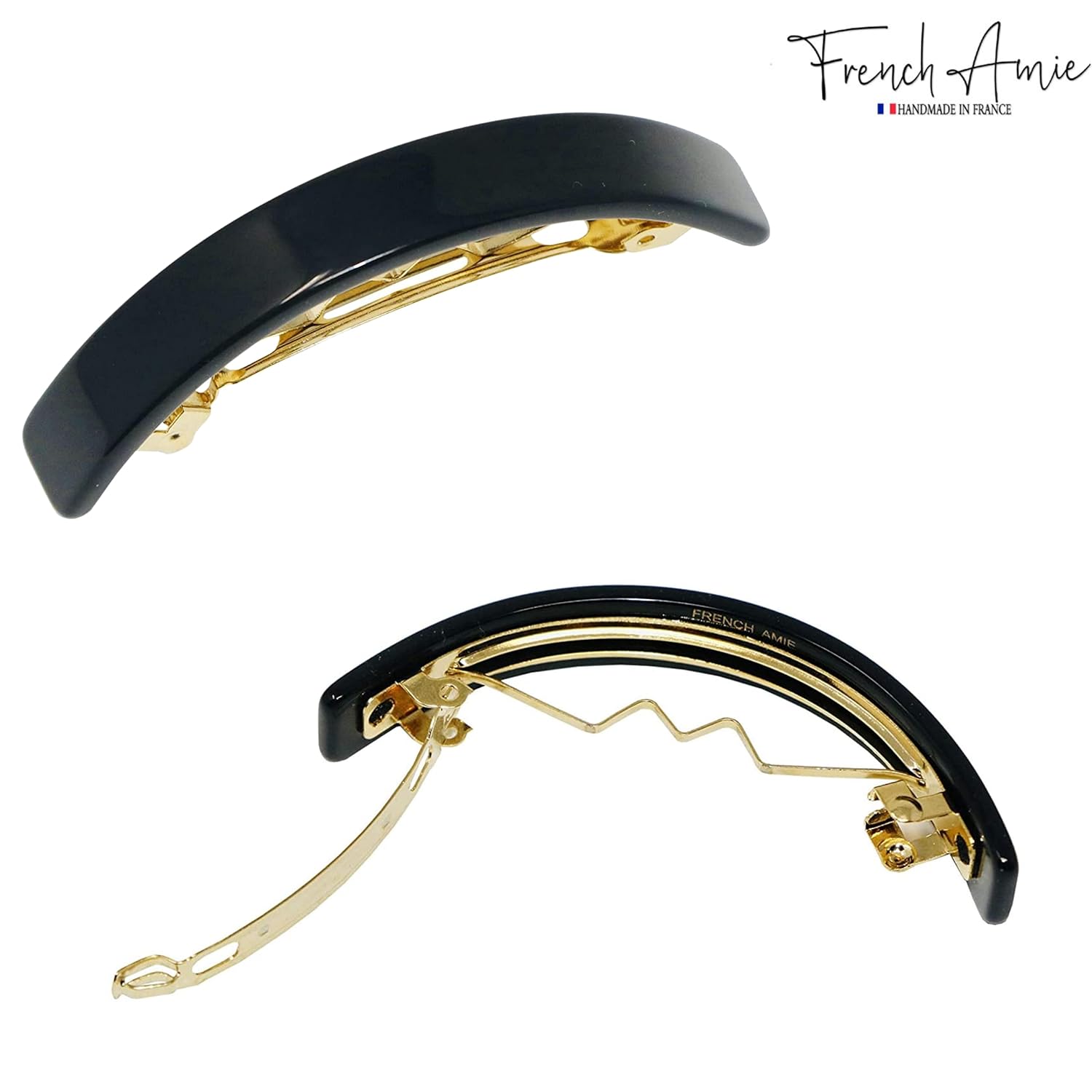 French Amie Curved Small Cellulose Handmade Hair Barrette for Women and Girls