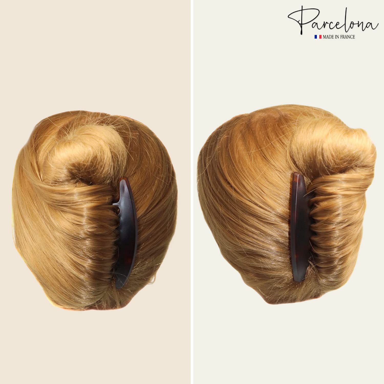Parcelona French Basic 7 Teeth Large Celluloid Side Hair Combs for Women(2 Pcs)