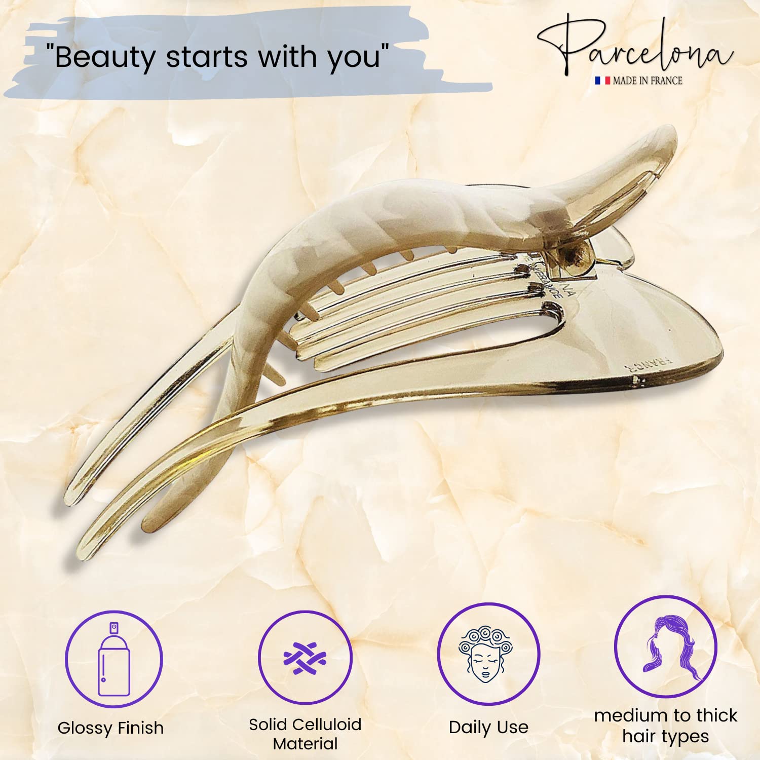 Parcelona French Pelican Large 5 Inches Side Slide Hair Claw Clip Clamp Clutcher