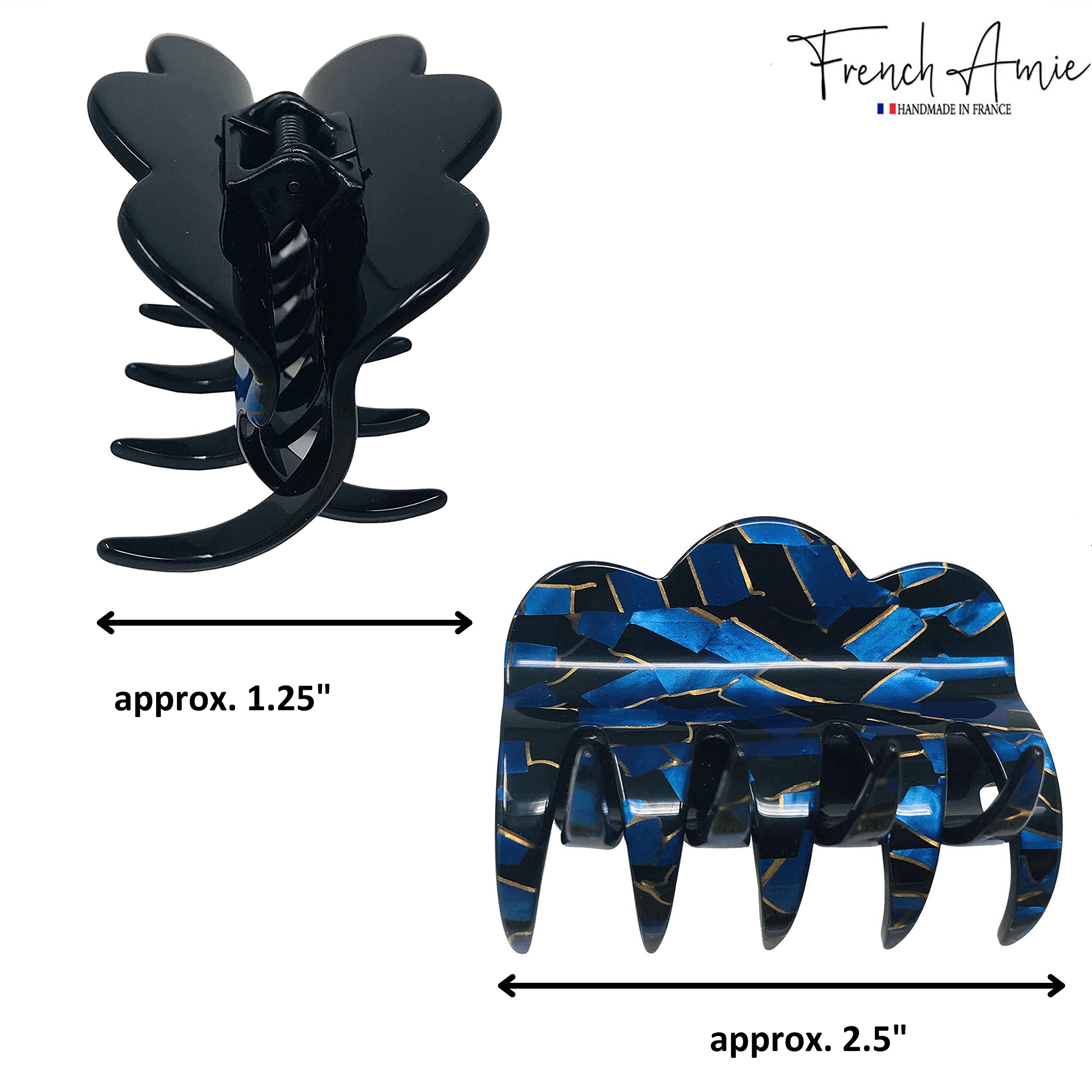 French Amie Crown Wave Small 2.5” Cellulose Handmade Interlocking Hair Claw