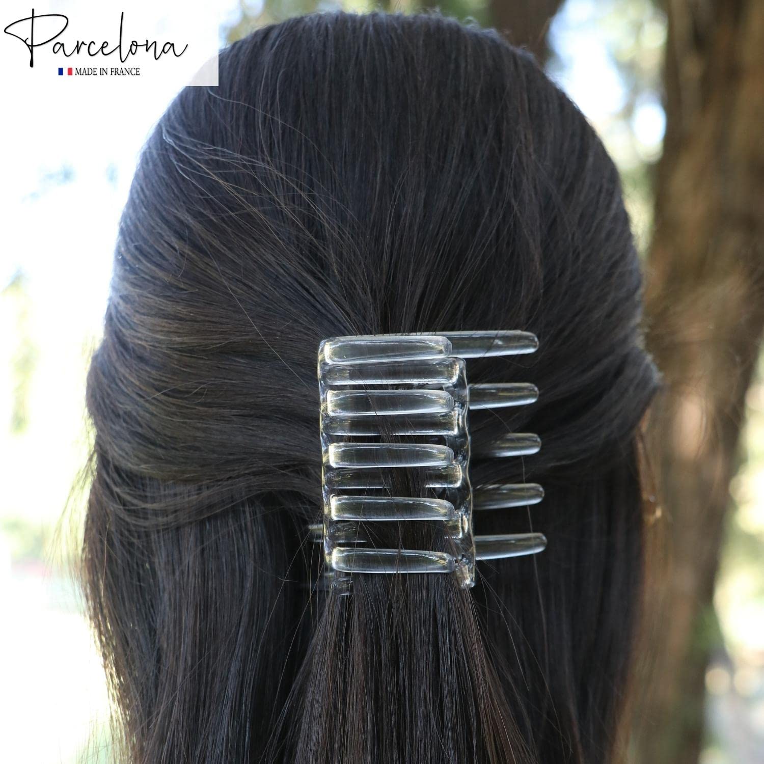 Parcelona French Crab Interlocking Medium Cellulose Hair Side Comb for Women