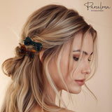 Parcelona French Ribbon Bow Small Celluloid Side Hair Barrettes for Women & Girls