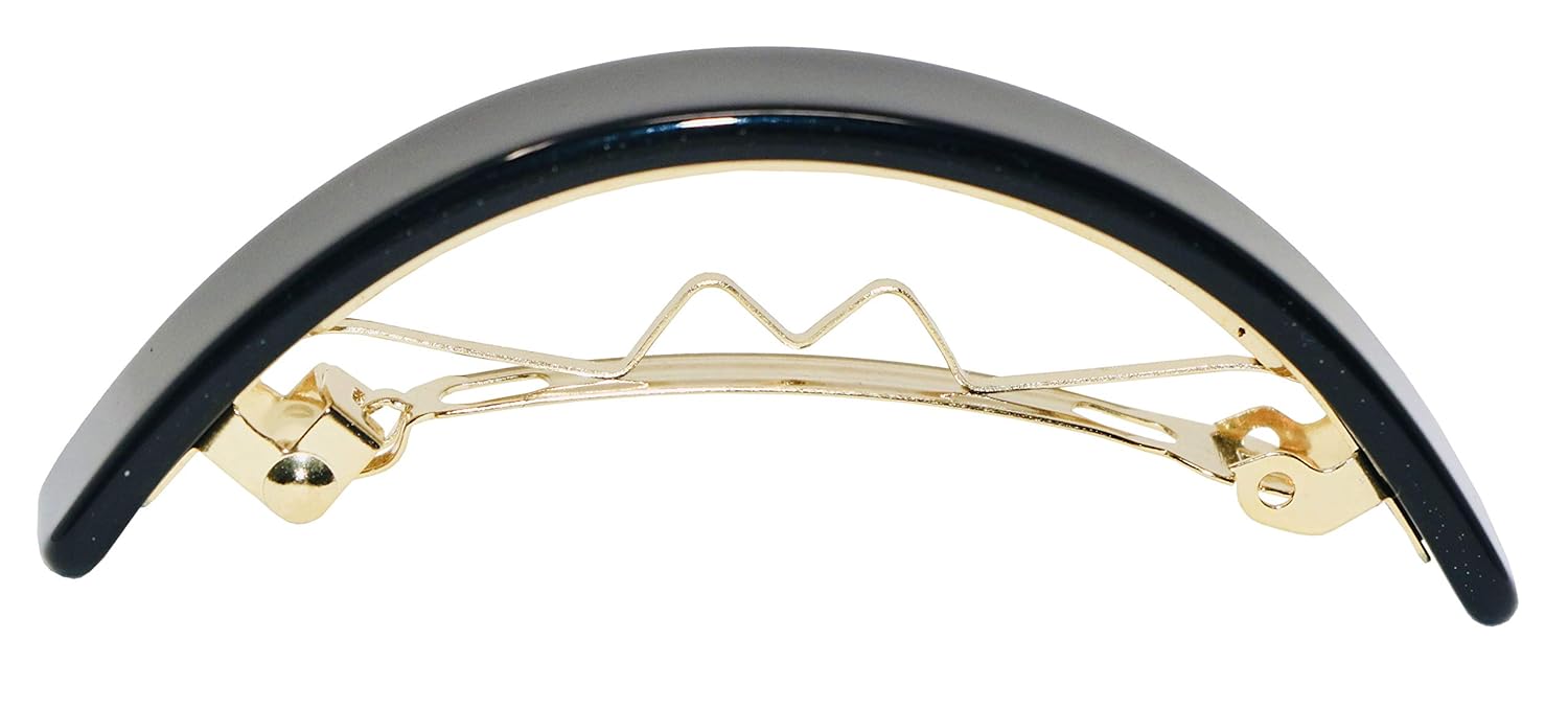 French Amie Curved Small Cellulose Handmade Hair Barrette for Women and Girls