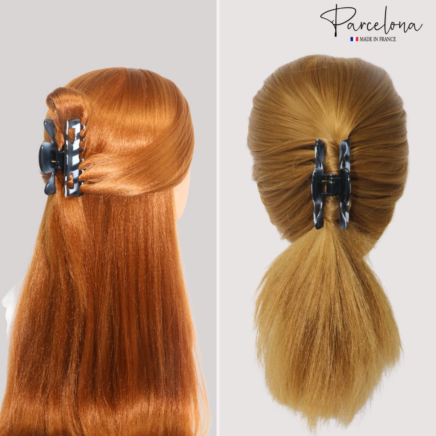 Parcelona French Classic 3" Medium Cellulose Covered Spring Hair Claw Clip