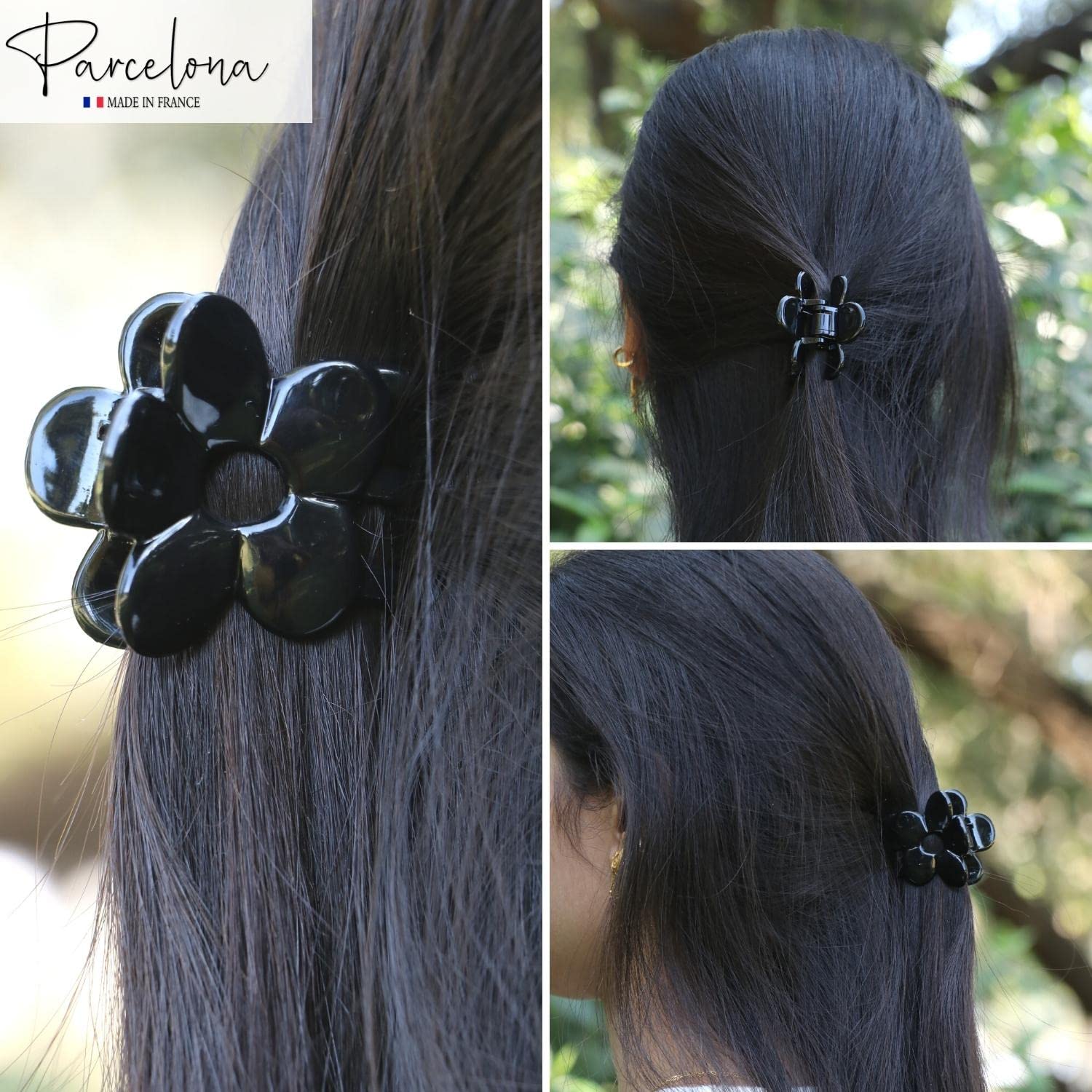 Parcelona French Belle Fleur Small 1 1/2" Cellulose Jaw Hair Claw for Women