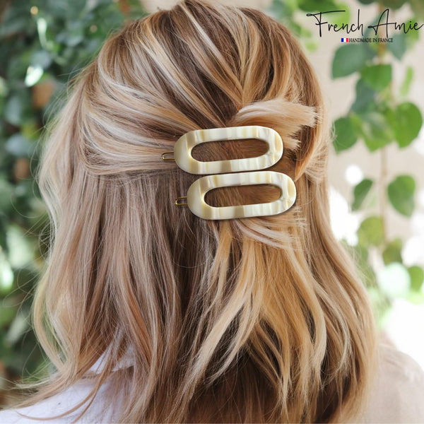 Fermaglio Capelli French Amie Chic – Mascella Grande In Celluloide, Colore Onice Grigio, Fatto A Mano