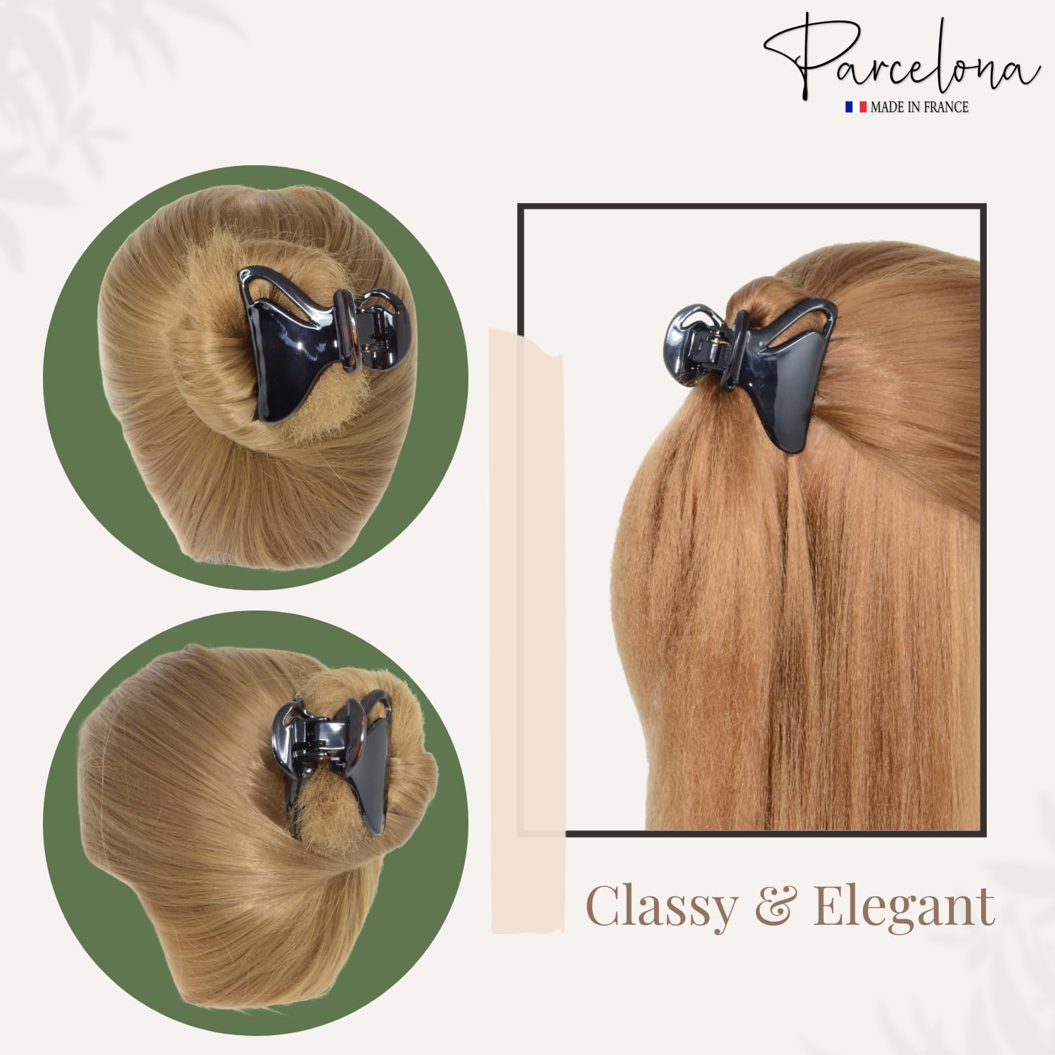 Parcelona French Elite Small Brown N Black Cellulose Hair Claws for Women(2 Pcs)