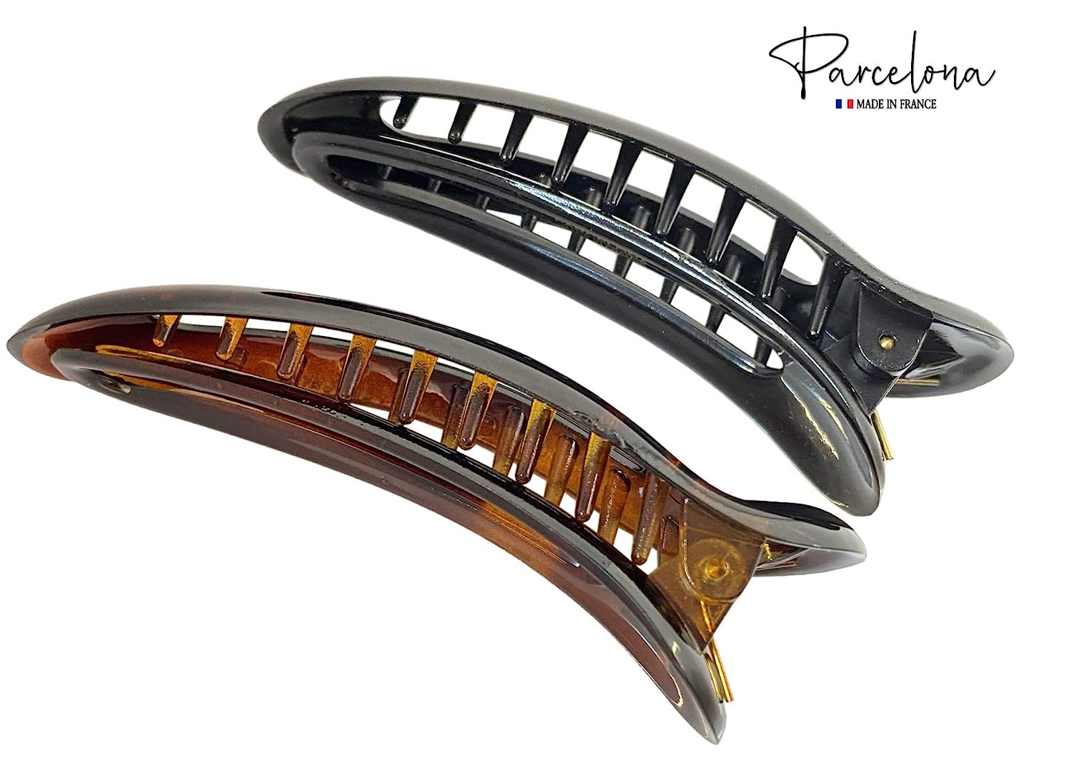 Parcelona French Oval Slider Small 3" Cellulose Side Hair Claw Clips(2 Pcs)