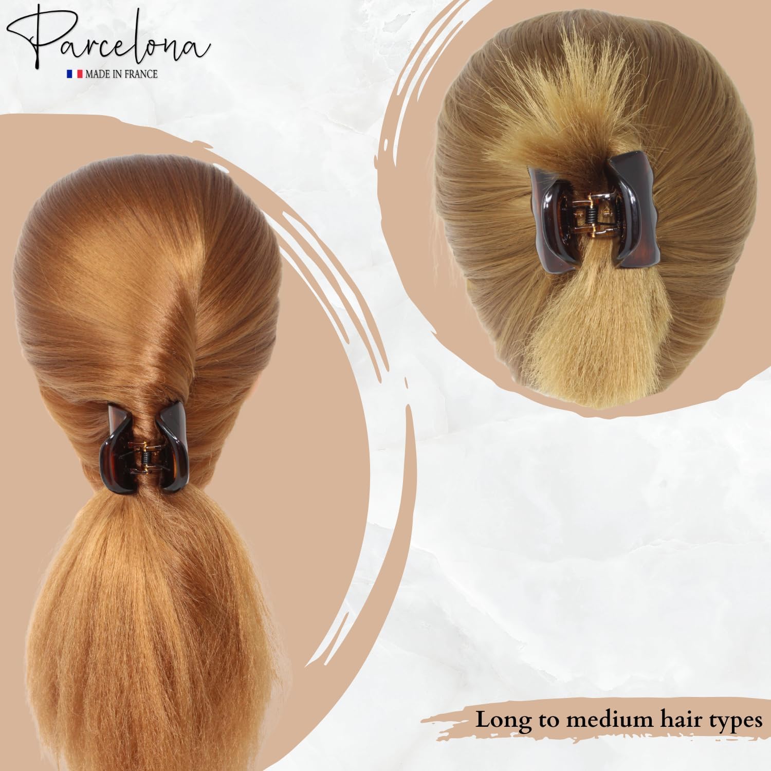Parcelona French Classic Large Pony Cellulose Jaw Hair Claw for Women and Girls