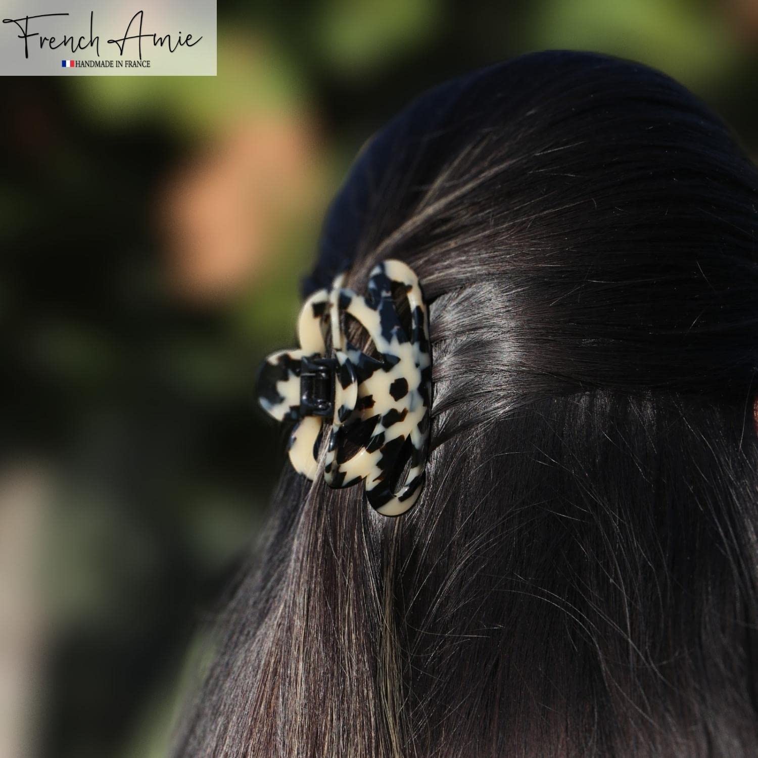 French Amie Flower Bloom 3" Handmade Cellulose No Slip Grip Hair Claw Clip