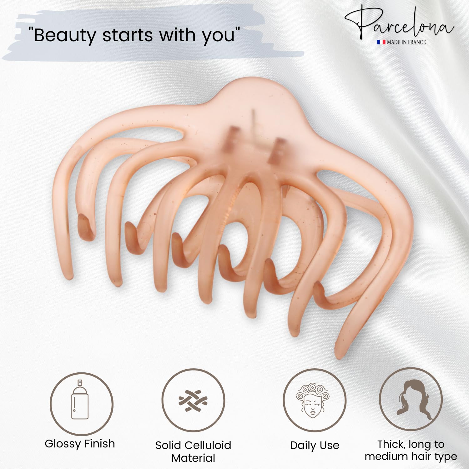Parcelona French Dendrite Medium Cellulose Jaw Hair Claw for Women and Girls