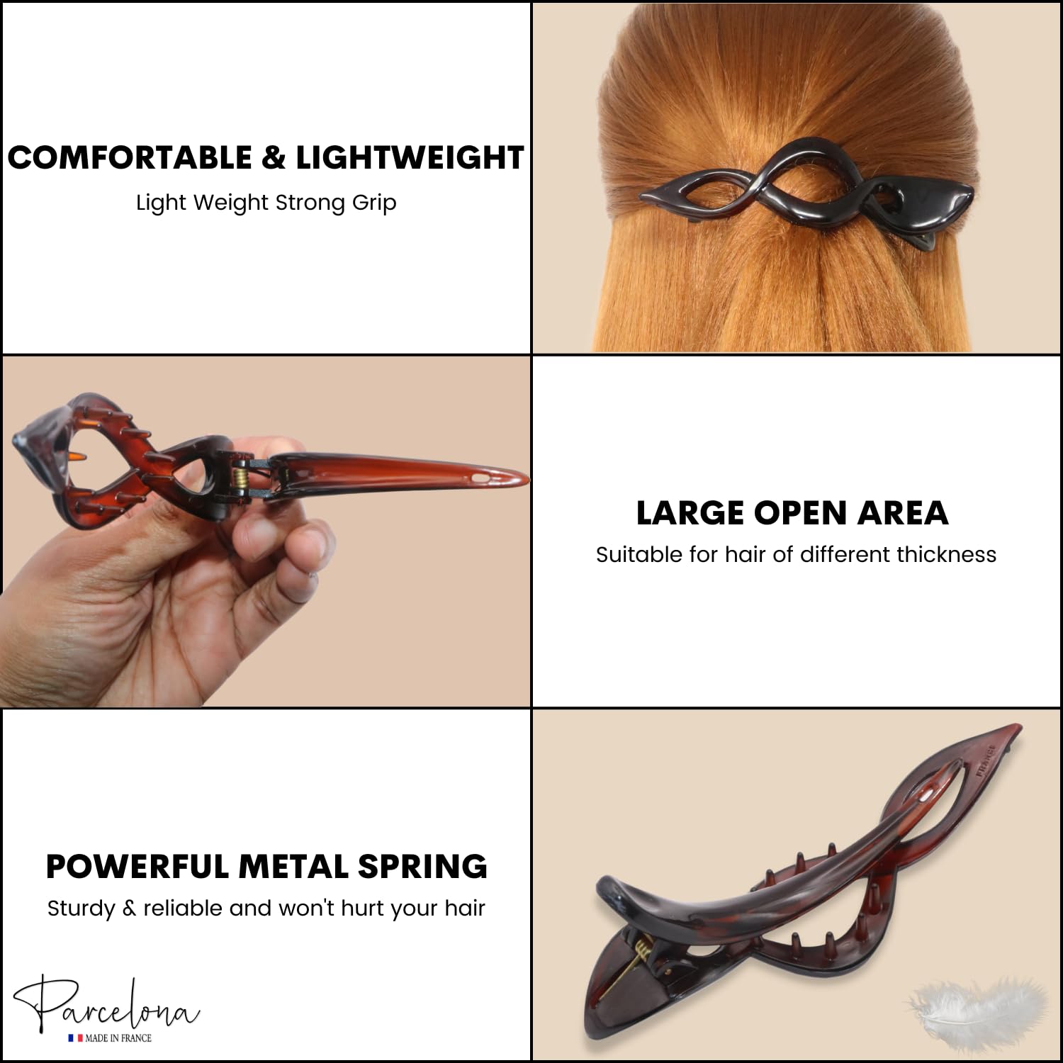 Parcelona French Twist Style 4 1/2" Large Cellulose Hair Side Slider Claw Clip