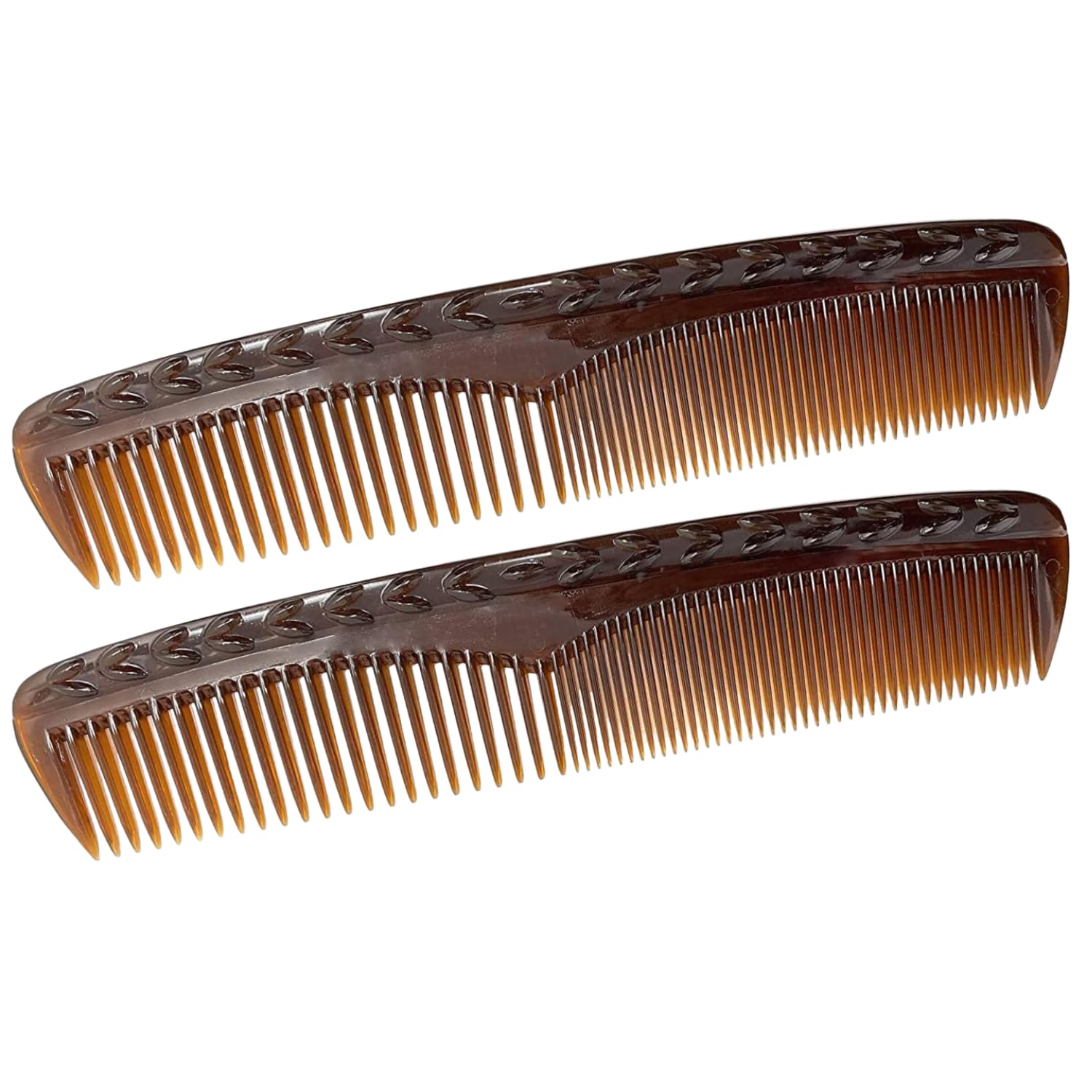 Parcelona French Bordered Cellulose Acetate Toothed Large Dressing Hair Comb 2Pcs