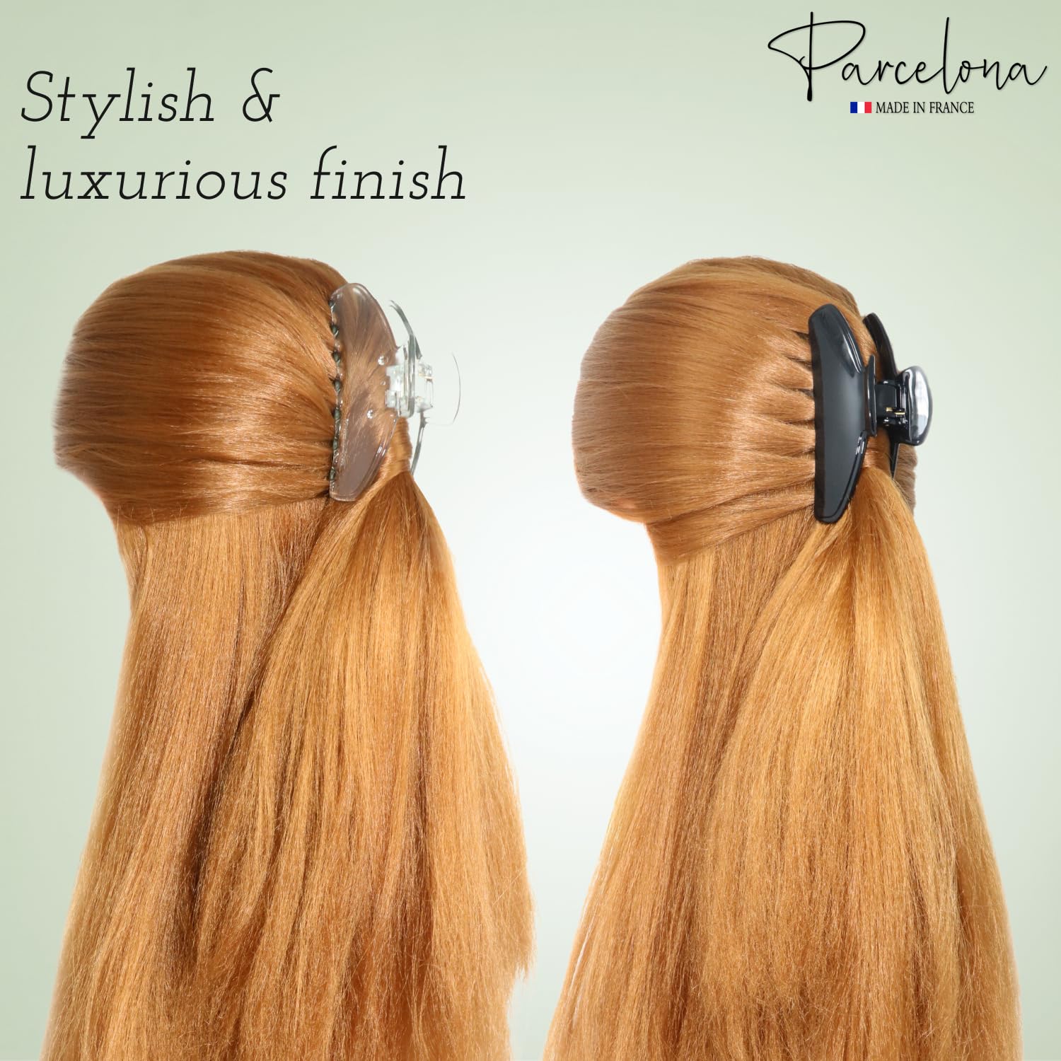 Parcelona French Basic Medium 3 1/2" Cellulose Jaw Hair Claws for Women(2 Pcs)
