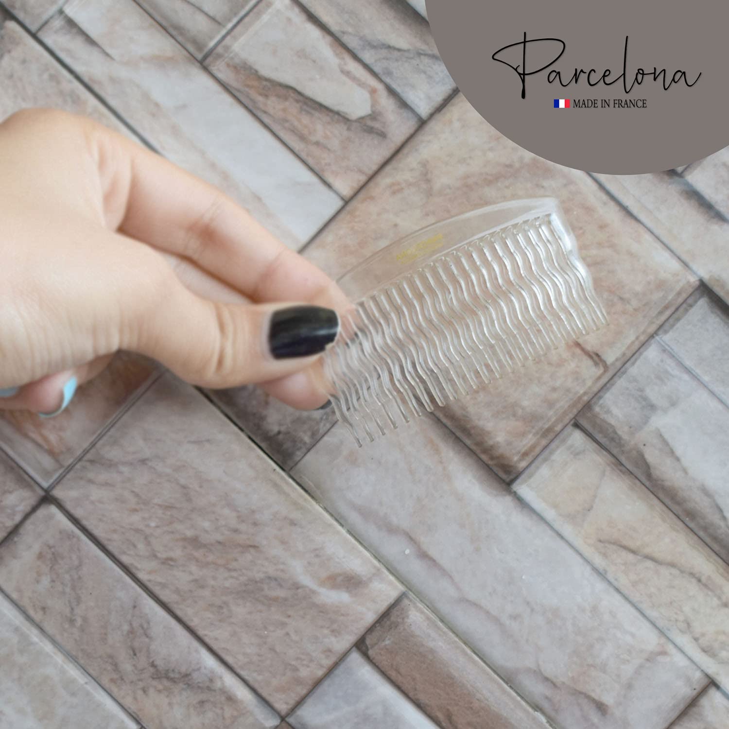 Parcelona French Zig Zag Small Cellulose Acetate 23 Teeth Side Hair Combs(2 Pcs)