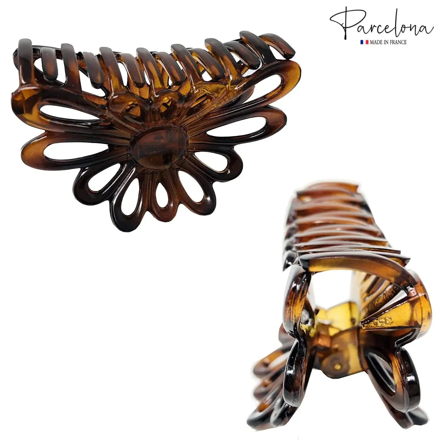 Parcelona French Plume Medium 3" Cellulose Acetate Hair Claw for Women and Girls