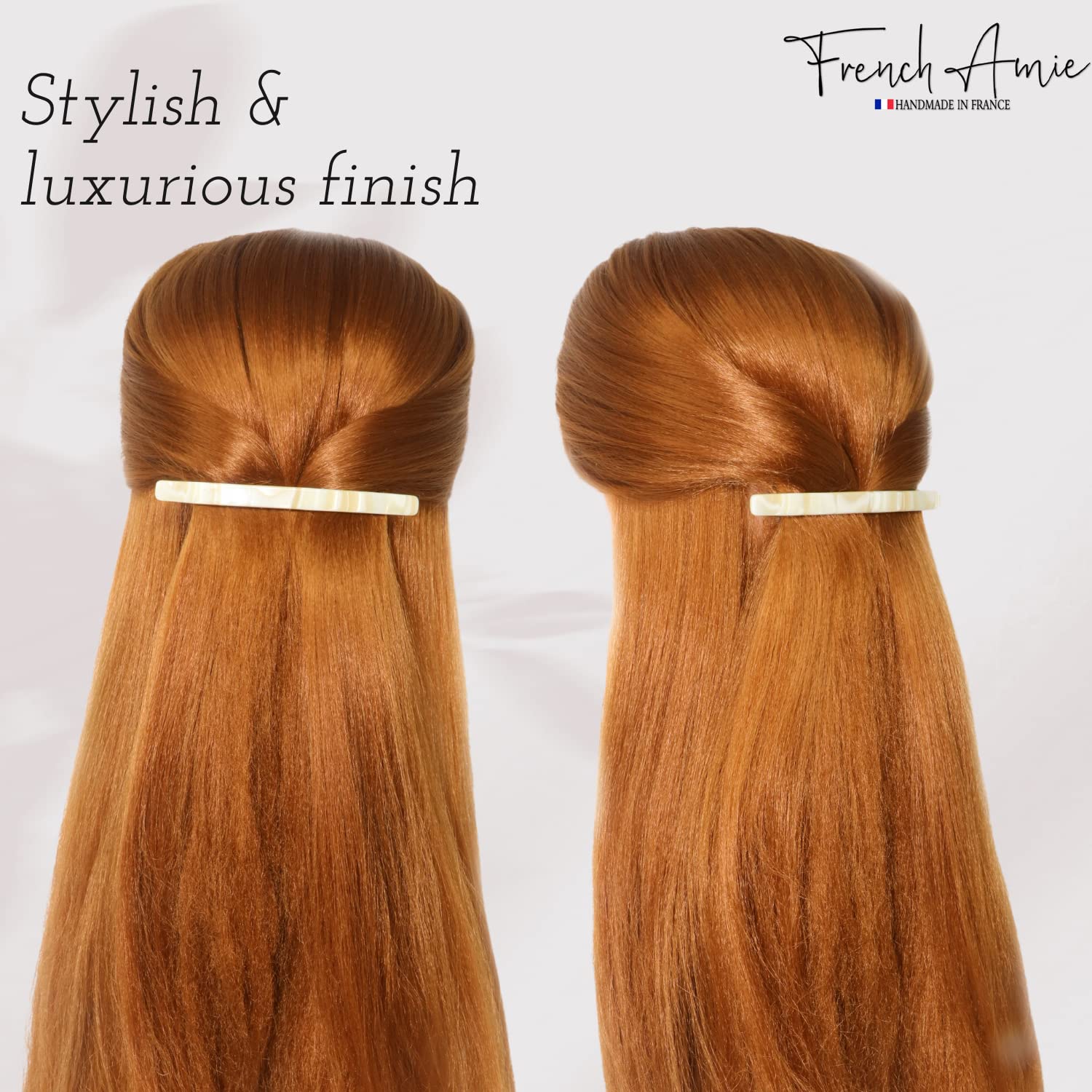 French Amie Long And Thin Large 4” Cellulose Handmade Hair Clip Barrette
