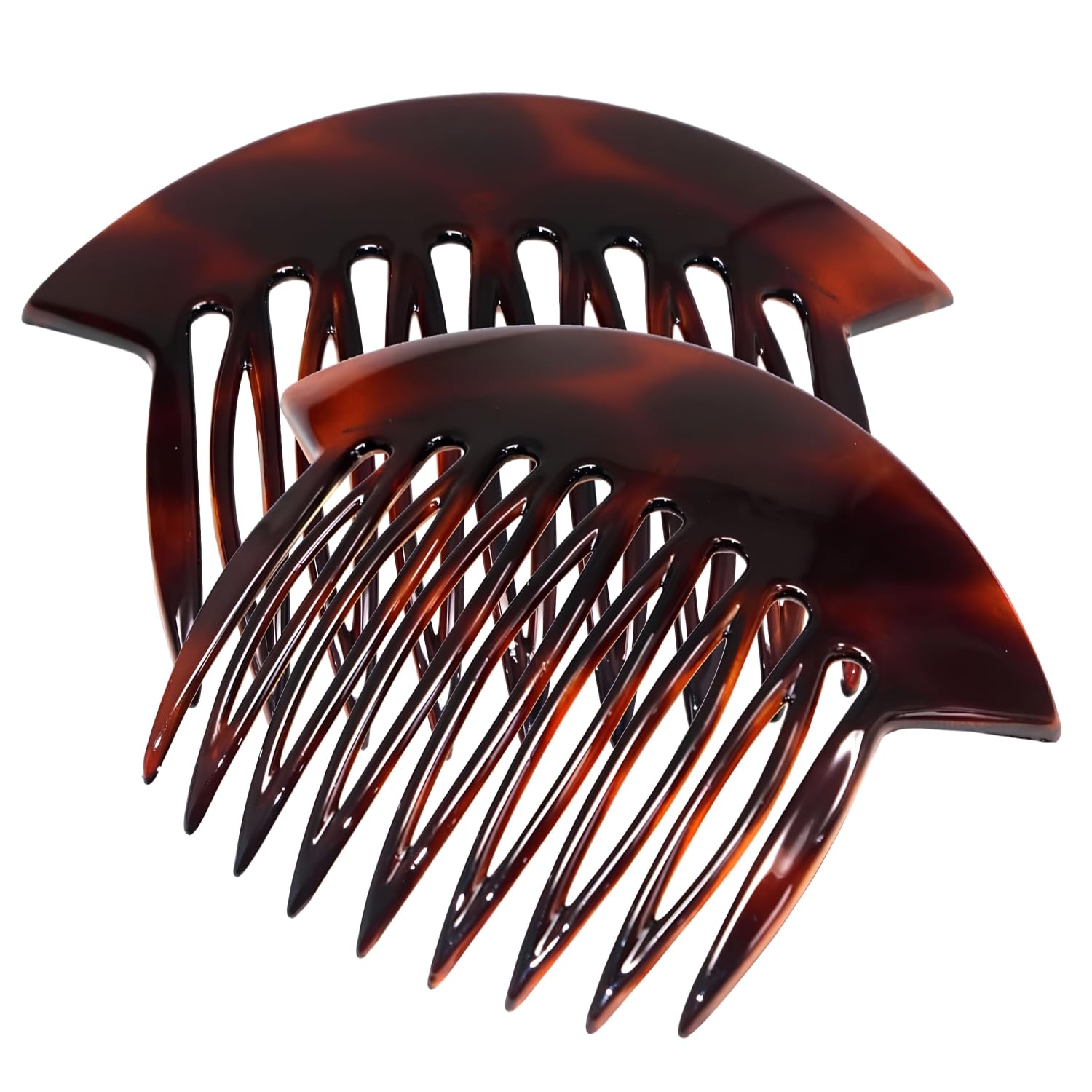Parcelona French Wide Edge Shell Large 4" Cellulose Set of 2 Side Hair Combs