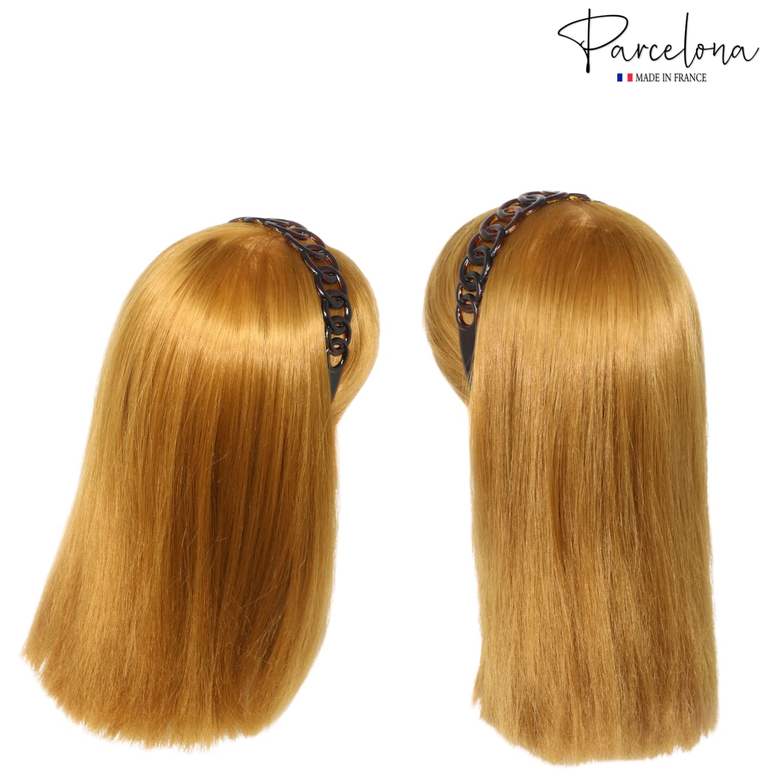 Parcelona French Round Chain Tortoise Shell Brown Cellulose Hair Headband