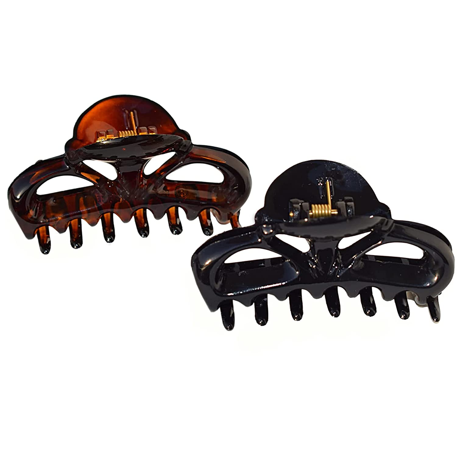 Parcelona French Brown & Black Small Cellulose Set of 2 Jaw Hair Claws