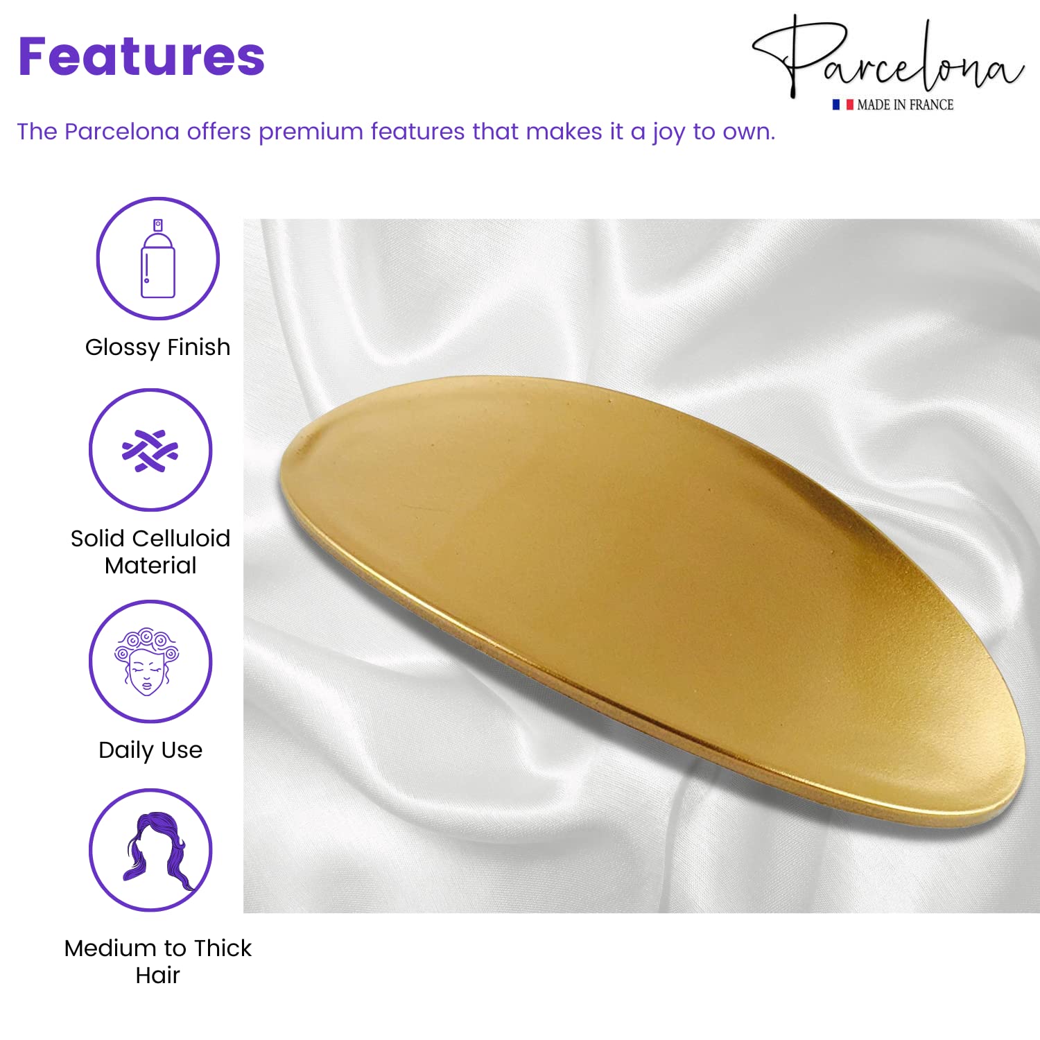Parcelona French Oval Large 4" Cellulose Automatic Hair Barrette for Women