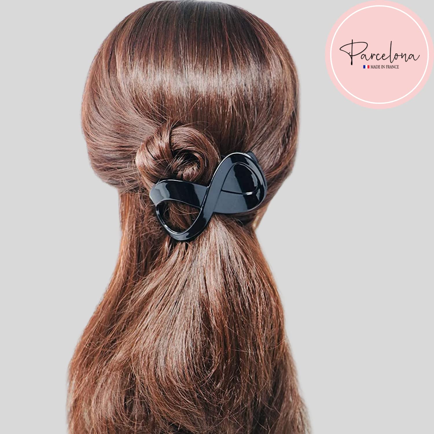 Parcelona French Infinity Loop Medium 3” Cellulose Hair Claw for Women and Girls